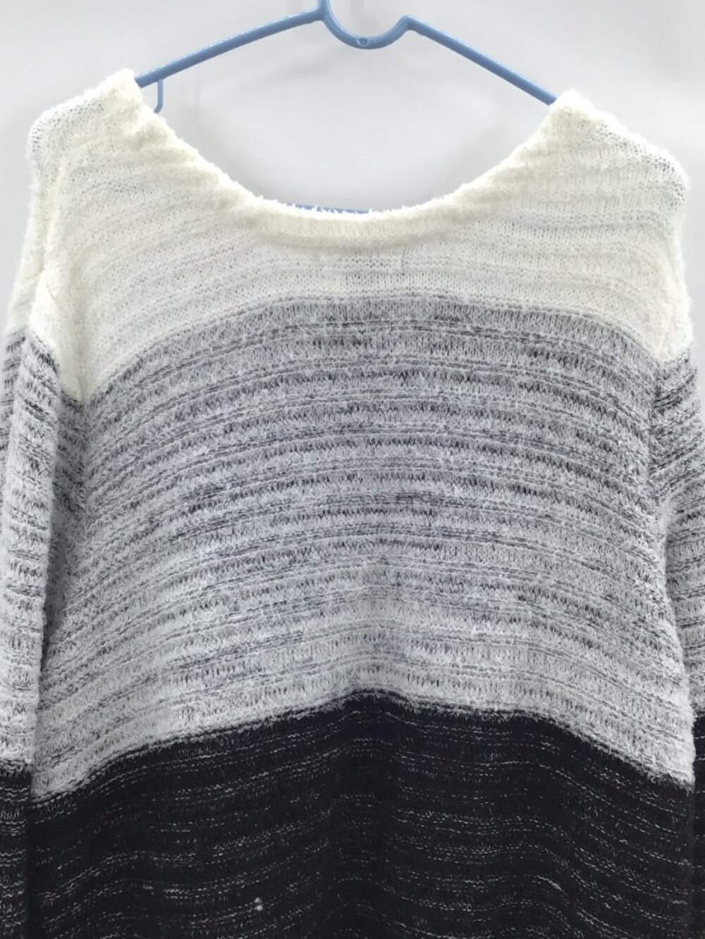 Women's 3X 30/32 Eyelash Sweater Ombre Marled Black & White Cardigan Duster SOFT - Picture 4 of 8